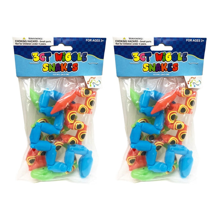 6 Pack Wiggly Jointed Snakes 13.5" Long Movable Pieces Party Favor Wiggle Snake
