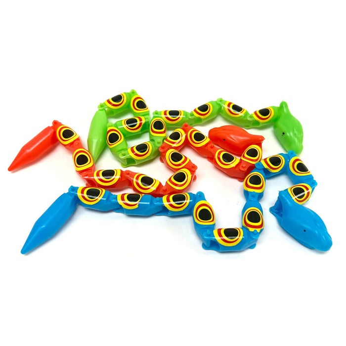 6 Pack Wiggly Jointed Snakes 13.5" Long Movable Pieces Party Favor Wiggle Snake