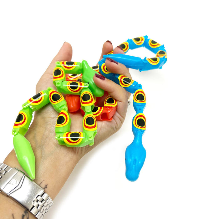 6 Pack Wiggly Jointed Snakes 13.5" Long Movable Pieces Party Favor Wiggle Snake
