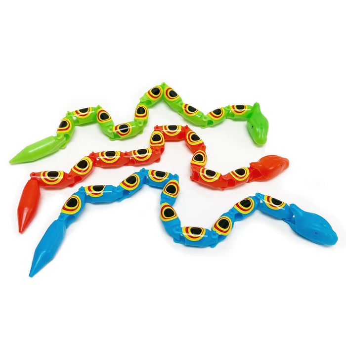 6 Pack Wiggly Jointed Snakes 13.5" Long Movable Pieces Party Favor Wiggle Snake