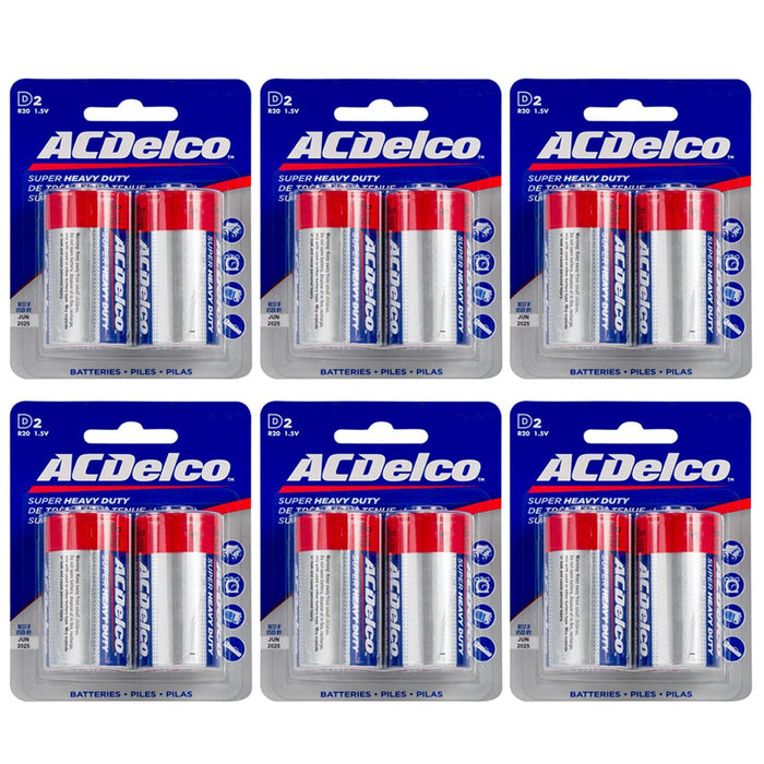 12 Heavy Duty AcDelco Batteries D2 R20 1.5V Alkaline Battery Electronics Devices