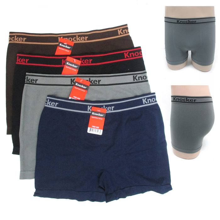 12 Men's Seamless Athletic Compression Boxer Briefs Microfiber Underwear Knocker