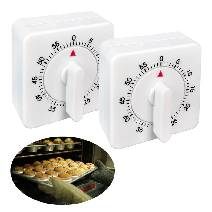 AllTopBargains 2pc Long Ring Bell Alarm Loud 60-Minute Kitchen Cooking Wind Up Timer Mechanical