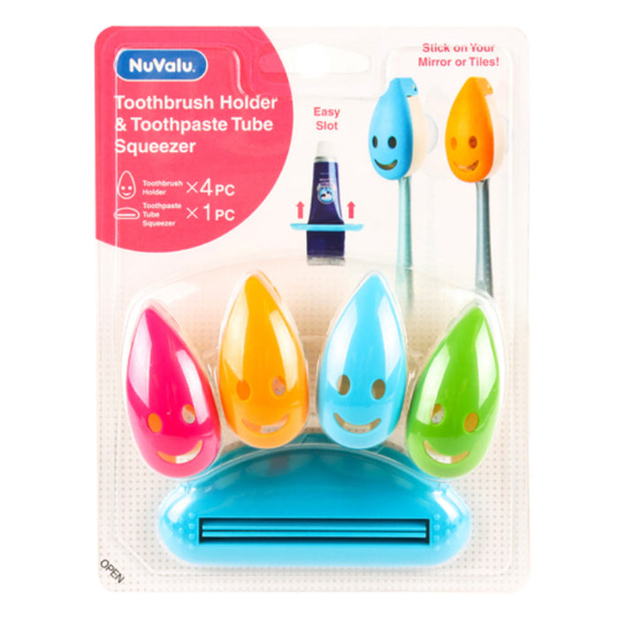 5 PC Set Toothbrush Holder Caps Toothpaste Squeezer Case Portable Protector Kids