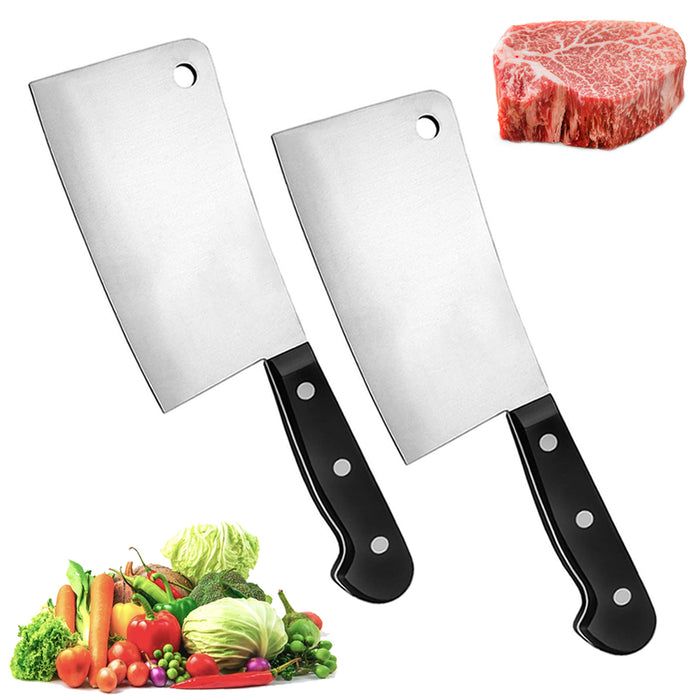 2PC Stainless Steel Butcher Knife Cleaver Chopper Restaurant Home Utopia Kitchen
