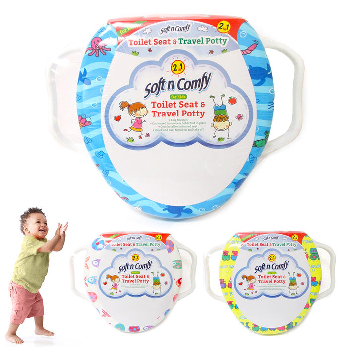 Kids Potty Training Toilet Seat Toddler Chair Soft Cover Pad Travel Portable Fun