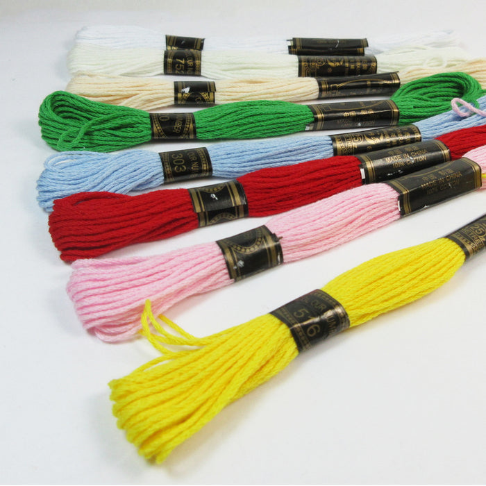 24 Lot Multi Color Sewing Thread Cross Stitch Cotton Embroidery Floss Skeins Kit