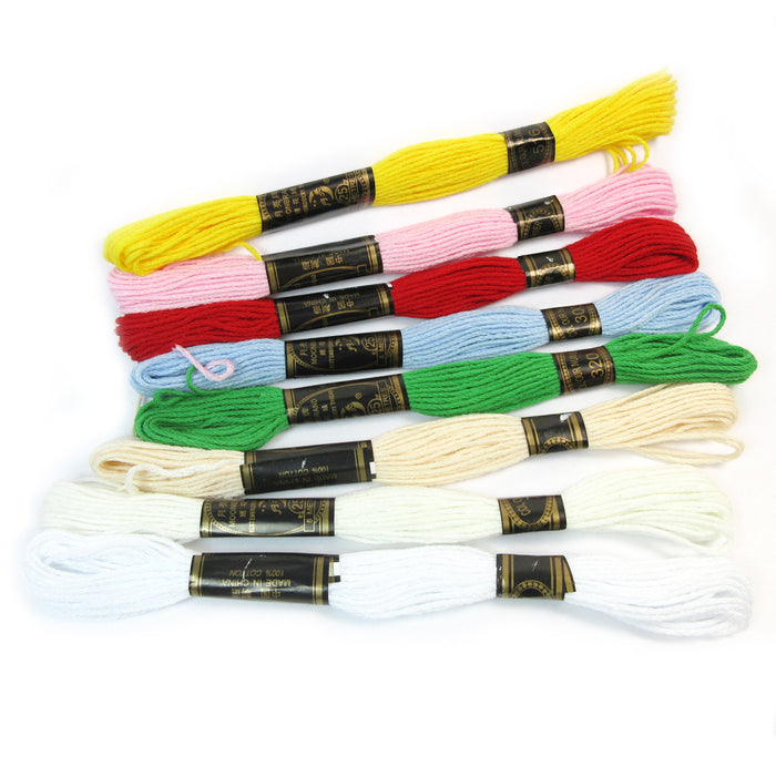 24 Lot Multi Color Sewing Thread Cross Stitch Cotton Embroidery Floss Skeins Kit