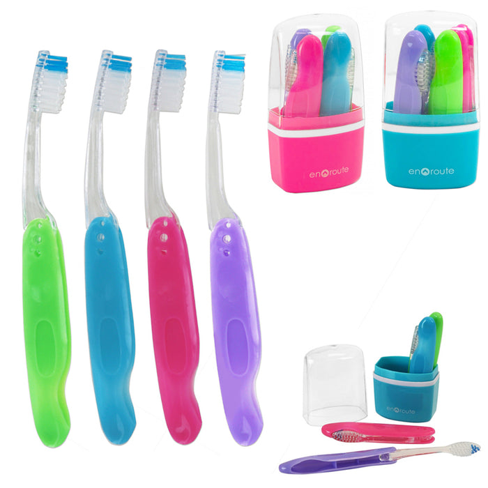 8 Travel Toothbrush 2 Cases Portable Hike Camping Brush Cleaner Protect Gift Box