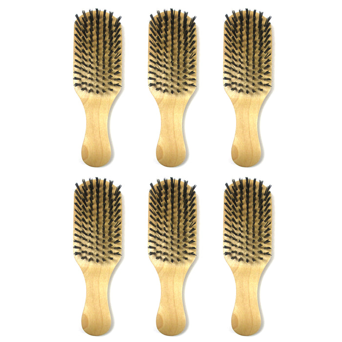 6 Pack Hair Brush Wooden Boar Bristle Beard Mustache Comb Mens Grooming Kit Gift