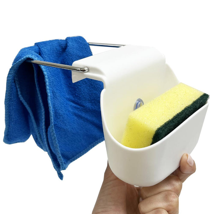 2 Pk Kitchen Sink Caddy Sponge Towel Holder Scrubber Soap Drainer Rack Organizer