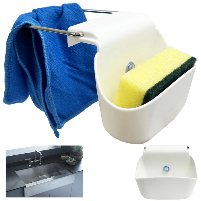 1 Sink Caddy Organizer Sponge Towel Scrubber Holder Soap Drainer Rack Kitchen
