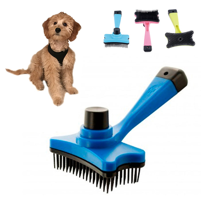 2 Pc Pet Brush Set Self Cleaning Sliding Dog Nail Clippers Comb Reduces Shedding