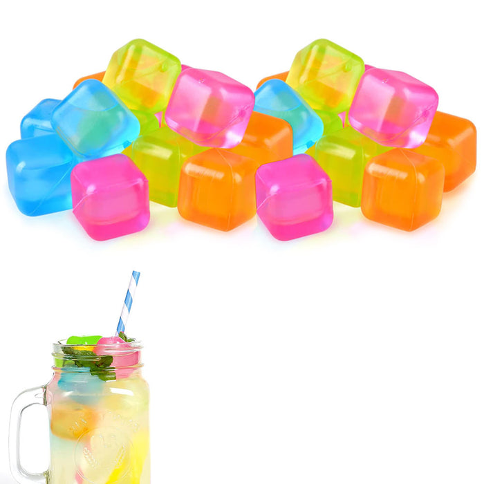 60 Pack Colorful Plastic Ice Cubes Reusable Cool Drinks Coffee Wine Refreezable