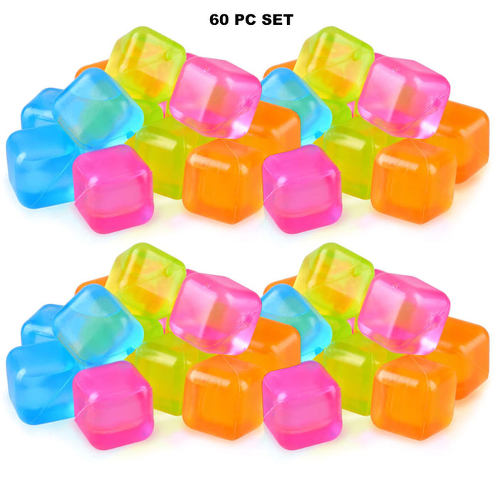 60 Pack Colorful Plastic Ice Cubes Reusable Cool Drinks Coffee Wine Refreezable