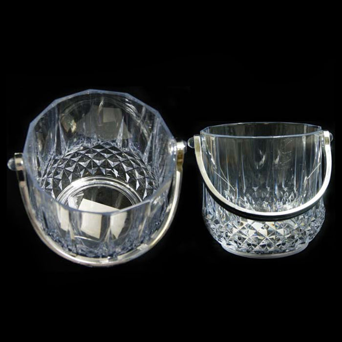 12 Clear Ice Bucket Bar Container Plastic Wine Chiller Tongs Cooler Bpa Free 1L