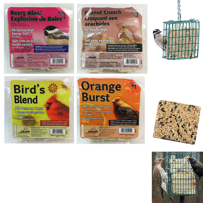 4 Pack Heath Outdoor Products All Season Suet Cake Bird Food Wild Treat 11.25 oz