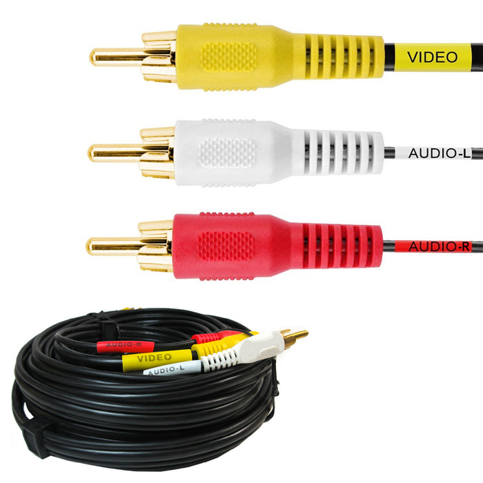 3 RCA Premium 25FT Gold Plated Composite Extension Audio Video AV Cable Cord New