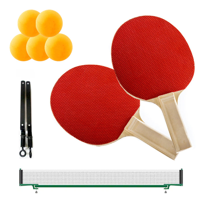 10PC Ping Pong Paddle Set Table Tennis Balls Net & Bracket Clamps 2 Players Game