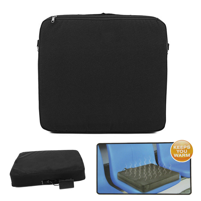 Heated Cushion Stadium Outdoor Sporting Car Auto Seat Comfort Support Black 15"