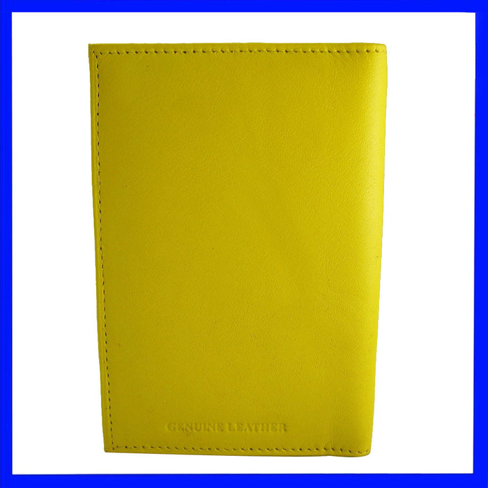Genuine Leather Passport Holder Yellow Cover Case Travel Wallet Us Seal Gold New