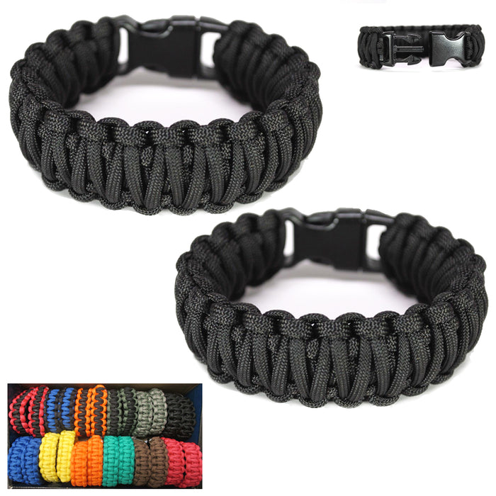 2 Pack 550 Paracord Survival Bracelet Camping Tactical Rope Cord Outdoor Kit New