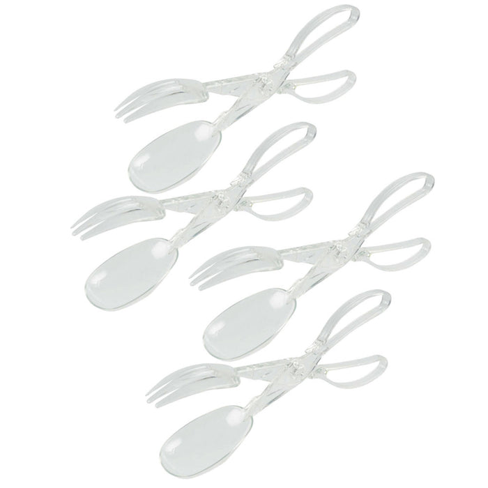 4 PC Clear Plastic Tongs Serving Disposable BBQ Buffet Party Food Event 11.4"