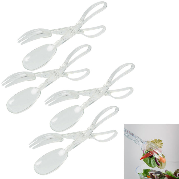 4 PC Clear Plastic Tongs Serving Disposable BBQ Buffet Party Food Event 11.4"