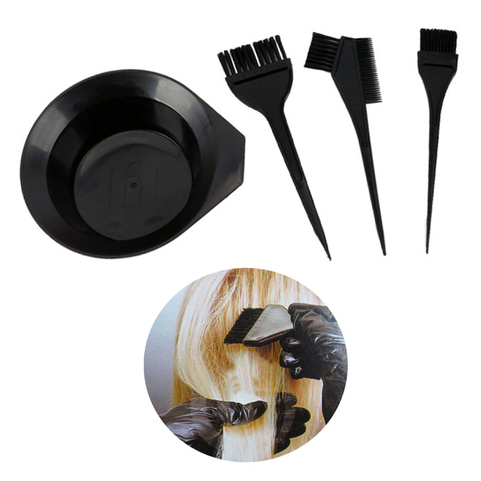 4 Pc Hair Coloring Brush Bowl Set Perm Bleaching Dye Kit Salon Beauty Comb Tint
