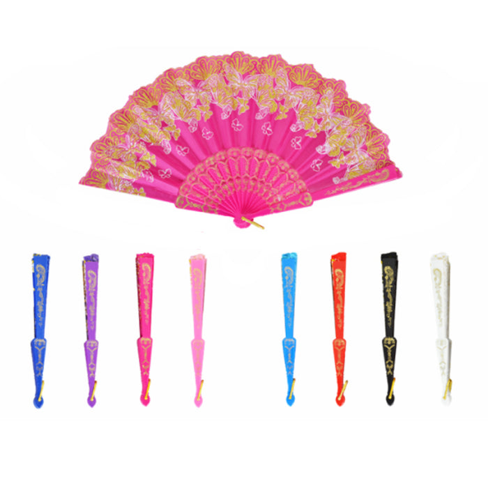 6X Laced Folding Hand Held Fan Floral Party Bridals Wedding Favor Gift US Seller