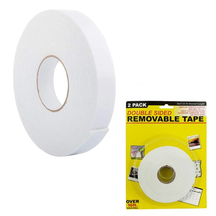 4 Pc Roll Double Sided Attachment Tape Strong Adhesive Foam White 3/4" x 16 FT