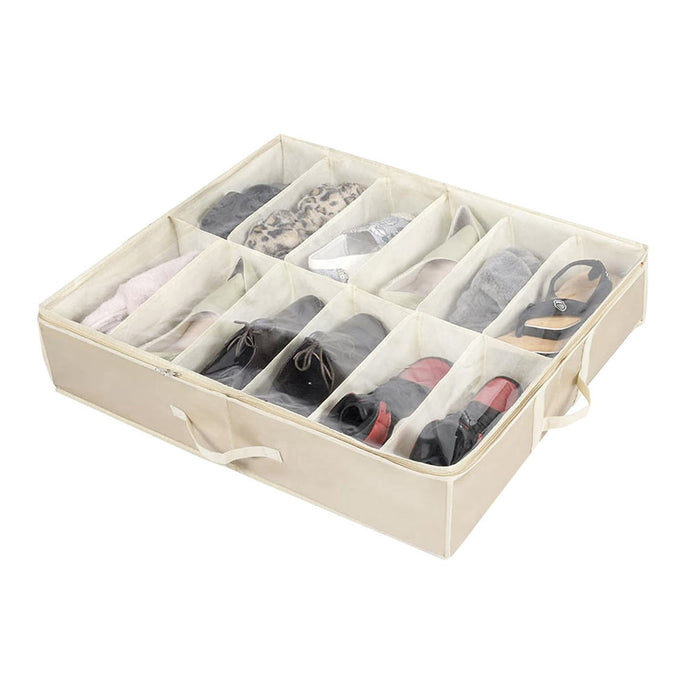 Under Bed Shoe Storage Organizer Closet Box Keep 12 Pairs Shoes Fabric Container