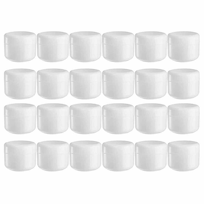24 Plastic Containers With Lids WHITE 2.5 oz Cosmetic Jars Double Wall Cream Jar