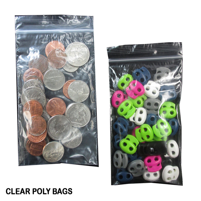 500 Pack 2 Mil Clear Plastic Reclosable Zipper Poly Bags 3X5 Lock Seal Storage