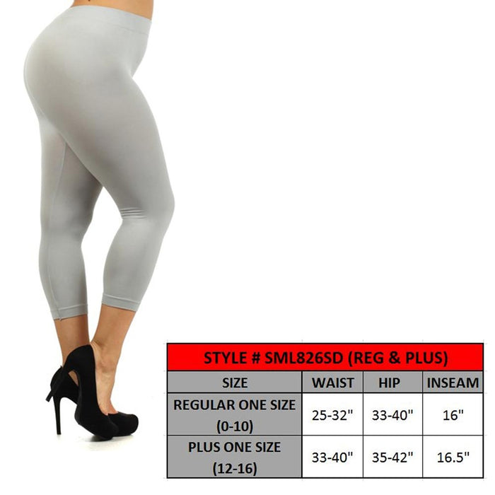 Plus Size Capri Basic Leggings High Waisted Solid Color Soft Pant Stretchy Women