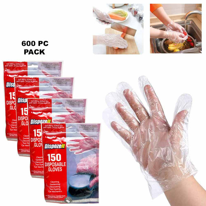 600 pcs Disposable Food Prep Gloves Latex Free Transparent One Size Fits Most