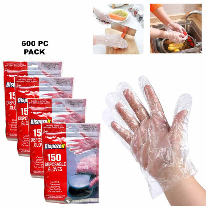 600 pcs Disposable Food Prep Gloves Latex Free Transparent One Size Fits Most