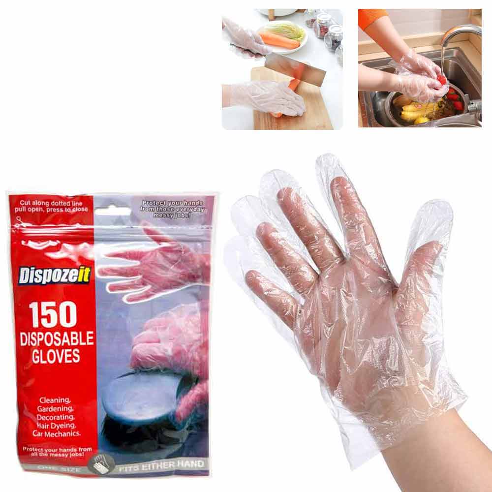 disposable gardening gloves 150pk Disposable Plastic Gloves for Food Prep Cooking Cleaning Restaur — AllTopBargains