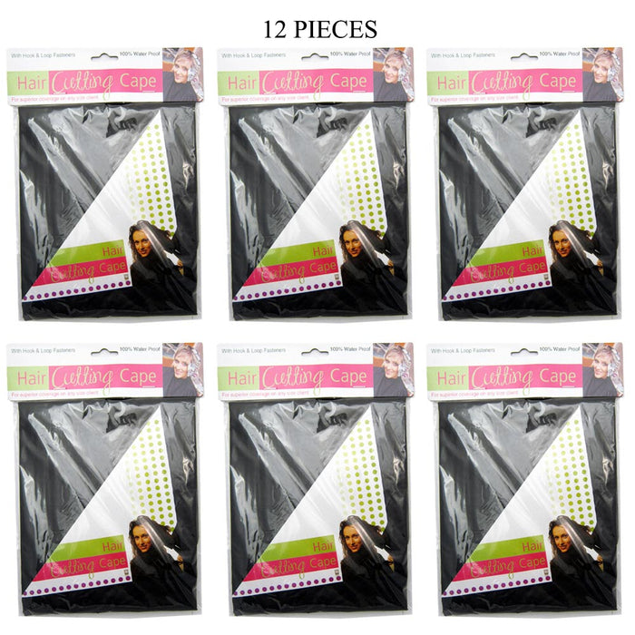 12 Pc Vinyl Hair Cutting Barber Cape Pro Salon Hairdresser Hairdressing Black