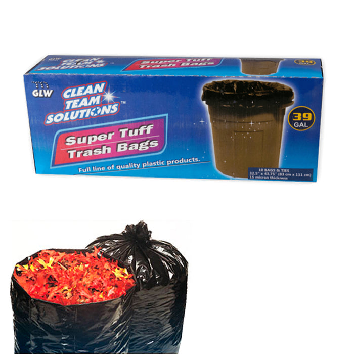 40 Pack Strong Trash Bags Heavy Duty Garbage Liner Bag Lawn Leaf 39 Gallon Black