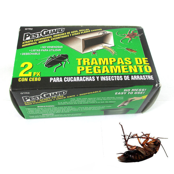 2 Roach Glue Traps Board Pest Insect Rodent Bugs Killer Control Cockroach Catch