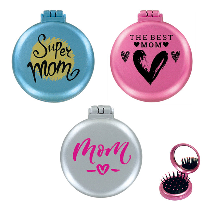 Lot of 6 Folding Hair Brush Mirror Compact Pocket Size Travel Car Purse Bag Gift