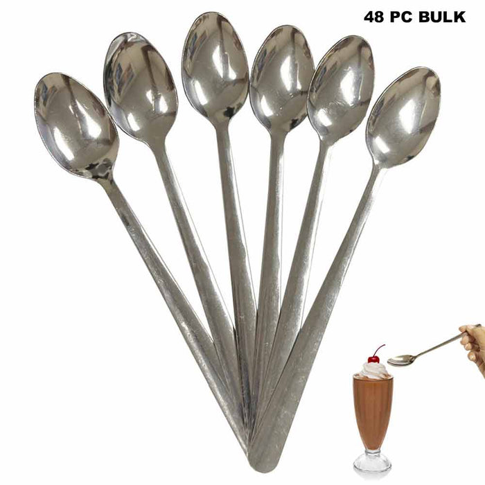 48 PC LOT Ice Cream Spoons Stainless Steel 8" Handle Cocktail Stirring Spoons