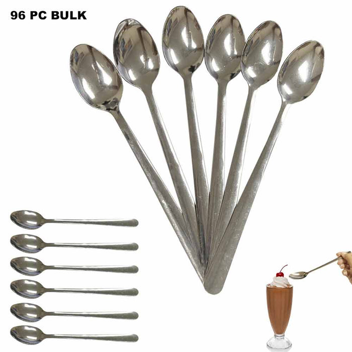 96 PC Bulk 8" Dessert Spoons Stainless Steel Ice Cream Cocktail Stirring Spoon