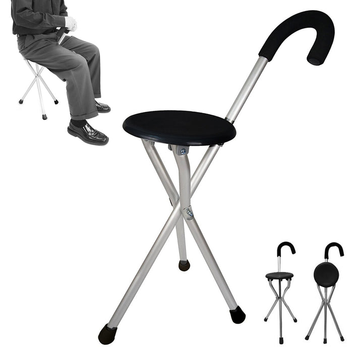 Folding Cane Medical Travel Seat Walking Stick Portable Camping Hiking Chair New