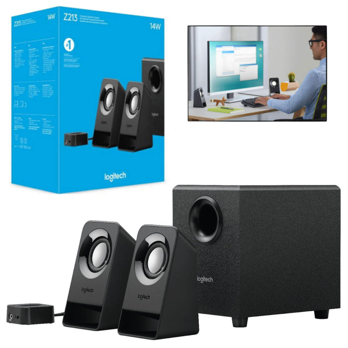3 PC Logitech Multimedia Speaker System Desktop Portable Home Speakers Z213 2.1