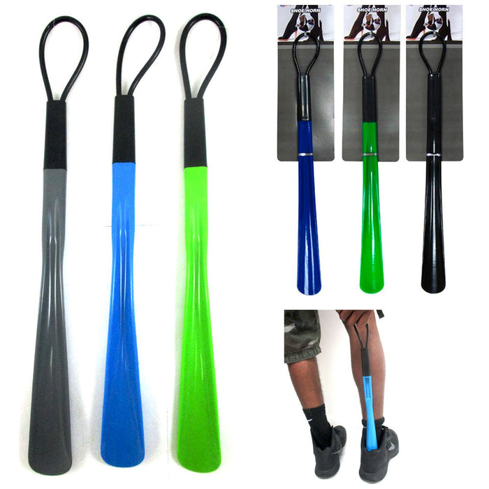 2 Plastic Shoehorns 18.5" Extra Long Large Shoe Horn Flexible  Handle Sturdy New