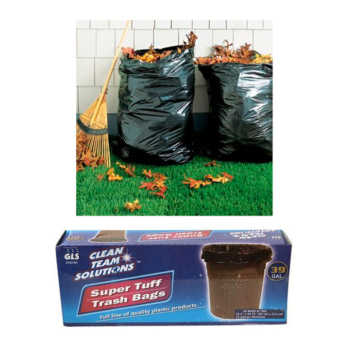 40PC Black Lawn Leaf Trash Bags 39 Gallon Capacity Strong Grass Garden Multi Use