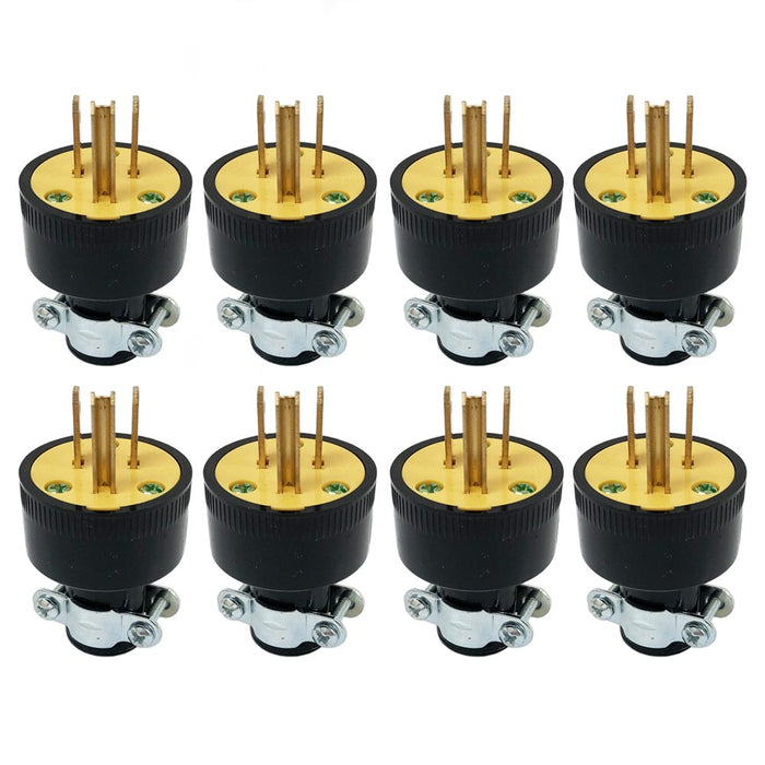 8 PC Straight Blade 3 Prong Male Replacement Electrical Plug NEMA 5-15P 15A 125V