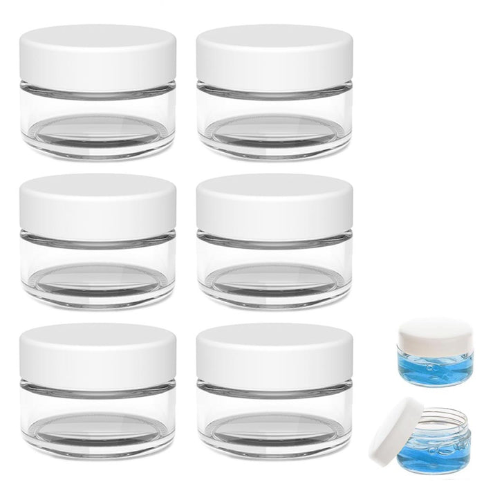 6 Empty 18ML Clear Plastic Cosmetic Sample Pot Jars Travel Size Container W Lids
